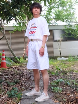 「McDonalds（マクドナルド）のアイテム」を使った、こんがり棒さん（メンズ・167cm）の夏コーディネート