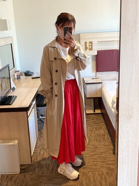 「archives（アルシーヴ）のアイテム（トレンチコート）」を使った、ERIさん（レディース・161cm）の春コーディネート