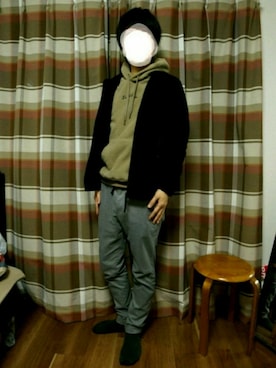 「NUMBER (N)INE（ナンバーナイン）のアイテム（ブルゾン、ブラック系）」を使った、shinさん（メンズ・175cm）の冬コーディネート