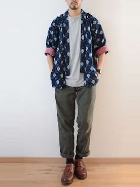 「Paraboot」｜「アイテム（浴衣）」を使った、FUNS_FUKUSHIMAさん（メンズ・171cm）の秋コーディネート