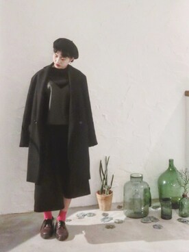 「Dr. Martens（ドクターマーチン）のアイテム（シューズ、パープル系）」を使った、劉孟雰さん（レディース・165cm）の春コーディネート
