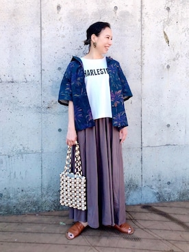 「アロハシャツ」｜EYEさん（レディース・160cm）の春コーディネート