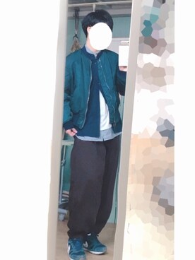 「ノーカラーシャツ」｜「アイテム（MA-1）」を使った、🇩🇪shingo🇩🇪さん（メンズ・180cm）の冬コーディネート