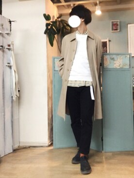 「シンプルおしゃれが好き」｜「アイテム（ステンカラーコート）」を使った、🇩🇪shingo🇩🇪さん（メンズ・180cm）の秋コーディネート
