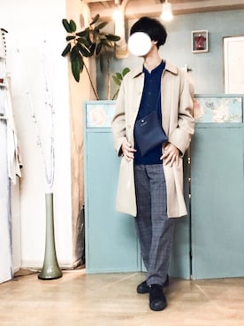 「シンプルおしゃれが好き」｜「アイテム（ステンカラーコート）」を使った、🇩🇪shingo🇩🇪さん（メンズ・180cm）の秋コーディネート