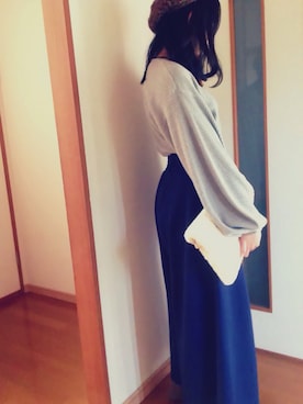 「Honeys（ハニーズ）のアイテム（クラッチバッグ）」を使った、chacloさん（レディース・159cm）の冬コーディネート