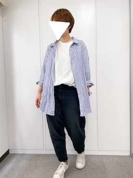 「ブルー x ホワイト」｜「アイテム（腕時計）」を使った、suzu.さん（レディース・160cm）の夏コーディネート