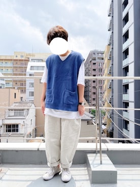 「ブルー x ホワイト」｜「アイテム（腕時計）」を使った、suzu.さん（レディース・160cm）の夏コーディネート