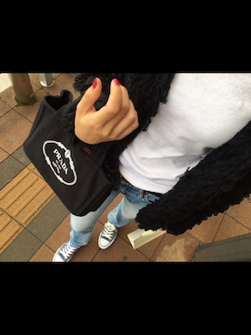 「ZARA（ザラ）のアイテム（Tシャツ/カットソー、ホワイト系）」を使った、3さん（レディース・170cm）の冬コーディネート