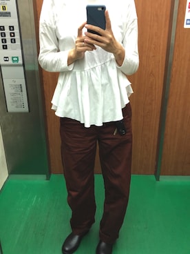 「CIAOPANIC TYPY（チャオパニックティピー）のアシメギャザーヘムラインTee（Tシャツ/カットソー、ホワイト系）」を使った、3さん（レディース・170cm）の夏コーディネート