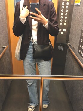 「H&M（エイチ・アンド・エム）のアイテム（ショルダーバッグ、ブラック系）」を使った、3さん（レディース・170cm）の秋コーディネート