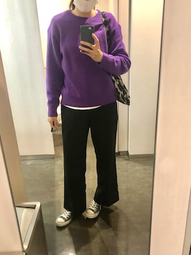 「UNIQLO（ユニクロ）のアイテム（スラックス、ブラック系）」を使った、3さん（レディース・170cm）の秋コーディネート