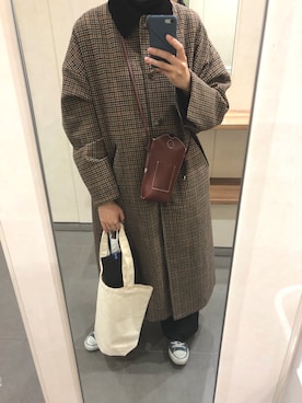 「NEUNA（ヌナ）のミニショルダーゲートポケットバッグ（ショルダーバッグ、ブラウン系）」を使った、3さん（レディース・170cm）の冬コーディネート