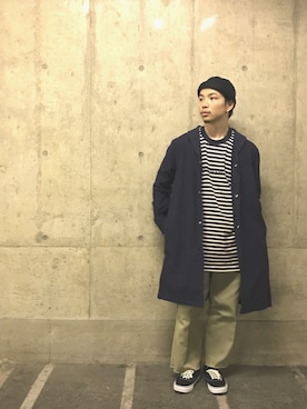 「NECESSARY or UNNECESSARY（ネセサリーオアアンネセサリー）のアイテム（ジャケット/アウター）」を使った、YU ITOさん（メンズ・166cm）の秋コーディネート