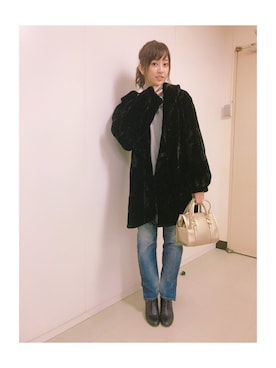 「DEPT（デプト）のアイテム（ジャケット/アウター）」を使った、菊地亜美さん（レディース・164cm）の冬コーディネート