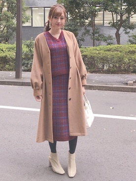 「AVAN LILY（アヴァンリリィ）のアイテム（その他アウター）」を使った、菊地亜美さん（レディース・165cm）の冬コーディネート