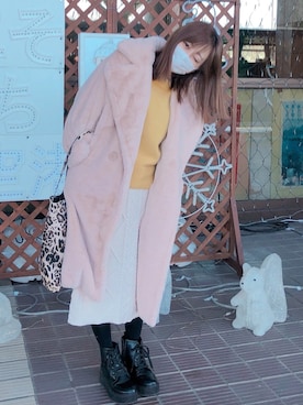 「アイテム（エコバッグ/サブバッグ）」を使った、菊地亜美さん（レディース・165cm）の冬コーディネート