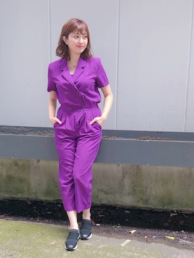 「AMAIL（アマイル）のアイテム（オールインワン・サロペット）」を使った、菊地亜美さん（レディース・165cm）の夏コーディネート