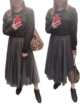 菊地亜美さんの「[低身長サイズ有]チュールロングスカート」を使ったコーディネート