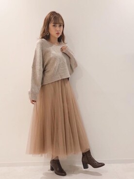 菊地亜美さんの「[低身長サイズ有]チュールロングスカート」を使ったコーディネート