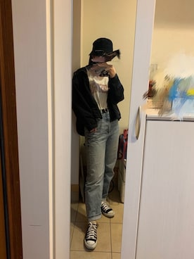 「H&M（エイチ・アンド・エム）のアイテム（ハット）」を使った、aemiさん（レディース・158cm）の春コーディネート