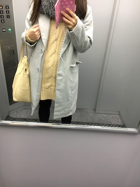 「one way（ワンウェイ）のアイテム（チェスターコート）」を使った、Megumiさん（レディース・155cm）の冬コーディネート