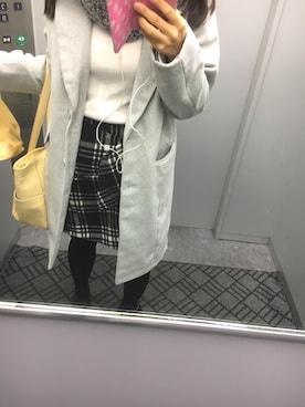 「one way（ワンウェイ）のアイテム（チェスターコート）」を使った、Megumiさん（レディース・155cm）の冬コーディネート