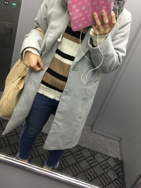 「one way（ワンウェイ）のアイテム（チェスターコート）」を使った、Megumiさん（レディース・155cm）の冬コーディネート
