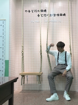 「AGEのアイテム」を使った、Charlesさん（メンズ・185cm）の秋コーディネート