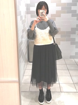 「アイテム（イヤリング）」を使った、あきさん（レディース・150cm・20代）の秋コーディネート