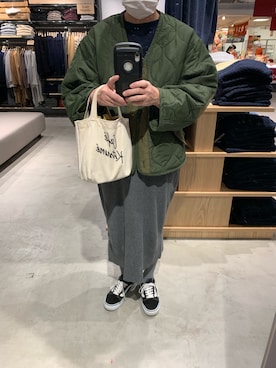 「w closet」｜「アイテム（ミリタリージャケット）」を使った、aoさん（レディース・158cm）の冬コーディネート