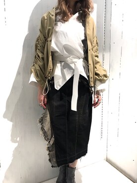 「Yasutoshi Ezumi（ヤストシエズミ）のアイテム（ジャケット/アウター）」を使った、4onさん（レディース・168cm）の冬コーディネート