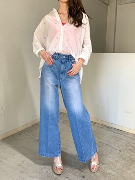 「woadblue（ウォードブルー）のアイテム（パンツ）」を使った、4onさん（レディース・168cm）の春コーディネート