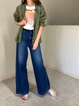 「woadblue（ウォードブルー）のアイテム（パンツ）」を使った、4onさん（レディース・168cm）の春コーディネート