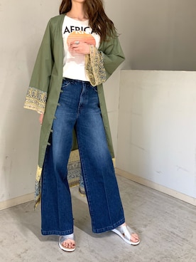 「woadblue（ウォードブルー）のアイテム（パンツ）」を使った、4onさん（レディース・168cm）の春コーディネート