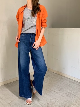 「woadblue（ウォードブルー）のアイテム（パンツ）」を使った、4onさん（レディース・168cm）の春コーディネート