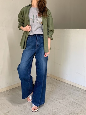 「woadblue（ウォードブルー）のアイテム（パンツ）」を使った、4onさん（レディース・168cm）の春コーディネート