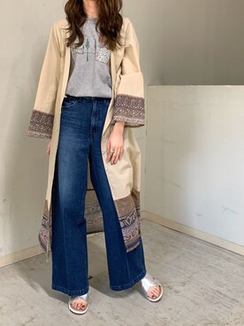 「woadblue（ウォードブルー）のアイテム（パンツ）」を使った、4onさん（レディース・168cm）の春コーディネート
