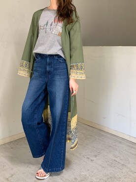 「woadblue（ウォードブルー）のアイテム（パンツ）」を使った、4onさん（レディース・168cm）の春コーディネート