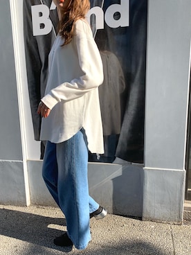 「woadblue（ウォードブルー）のアイテム（パンツ）」を使った、4onさん（レディース・168cm）の春コーディネート