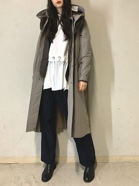 「スタッフセンバツ」｜「アイテム（モッズコート）」を使った、4onさん（レディース・168cm）の冬コーディネート