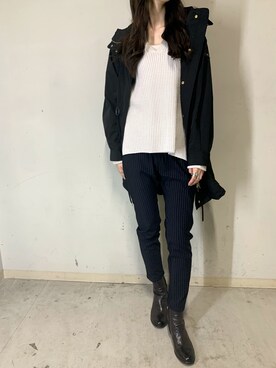 「TATRAS」｜「アイテム（モッズコート）」を使った、4onさん（レディース・168cm）の冬コーディネート