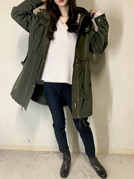 「TATRAS」｜「アイテム（モッズコート）」を使った、4onさん（レディース・168cm）の冬コーディネート