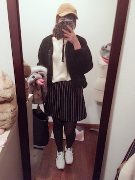 「コーデュロイキャップ」｜さとこさんです。さん（レディース・165cm）の冬コーディネート