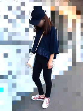 「秋のコーデ」｜「UNIQLO（ユニクロ）のアイテム（キャップ）」を使った、Ameちゃんさん（レディース・164cm）の夏コーディネート