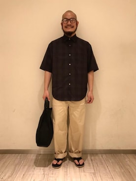 「MONKEY TIME（モンキータイム）のアイテム（パンツ）」を使った、山本　一輝さん（メンズ・163cm）の春コーディネート