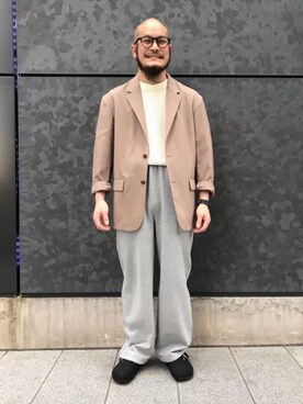 「MONKEY TIME（モンキータイム）のアイテム（スウェットパンツ）」を使った、山本　一輝さん（メンズ・163cm）の春コーディネート