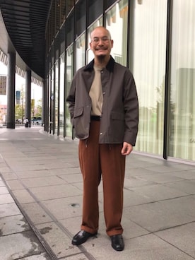 「RECOMMEND  ITEM STYLING」｜「アイテム（ステンカラーコート）」を使った、山本　一輝さん（メンズ・163cm）の秋コーディネート