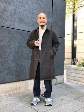 「RECOMMEND  ITEM STYLING」｜「アイテム（ステンカラーコート）」を使った、山本　一輝さん（メンズ・163cm）の秋コーディネート