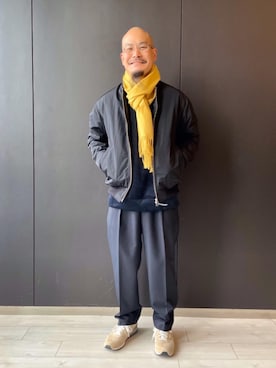 「BEAUTY&YOUTH UNITED ARROWS（ビューティーアンドユースユナイテッドアローズ）のアイテム（MA-1）」を使った、山本　一輝さん（メンズ・163cm）の冬コーディネート